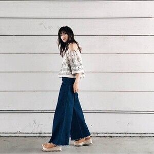 Moussy Dark Blue Wide Leg Jeans